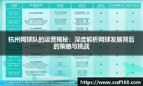 杭州网球队的运营揭秘：深度解析网球发展背后的策略与挑战