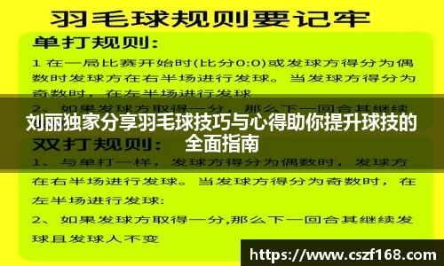 刘丽独家分享羽毛球技巧与心得助你提升球技的全面指南